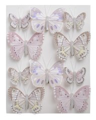 Dekorace motýl na klipu (5cmLx0,5cmWx5cmH), (7,5cmLx0,5cmWx6-6,5cmH - 10ks
