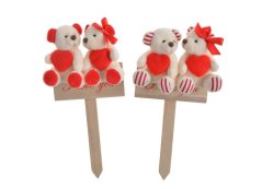 Dekorace dřevěná tabulka s medvědy 10cmLx5cmWx22cmH - zápich