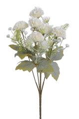 Kytice kvetoucích umělých květin - 5 větviček s 7 květy a doplňky, kvítek 3,5cm, dl. 29cm