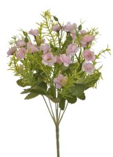 Kytice 6 výhonů umělých mini růžiček s doplňky a listy - zápich, růžička 3 cm, dl.33 cm