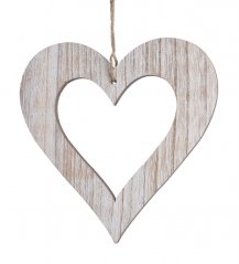 Dekorace dřevěné vykrojené srdce 20x20cm - závěs