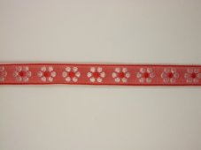 Stuha s vetkaným kytičkovým vzorem a drátkem 1,5cm/25cm