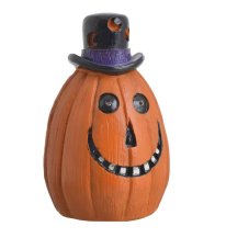 Halloween dýně v klobouku z polyresinu, 5,5 cm x 5 cm x 8,5 cm