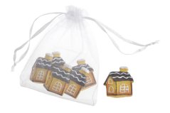 Vánoční dekorace perníkový domek 3,5cmLx0,8cmWx3,5cmH - 6ks