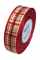 Plátnová kostková stuha s monofilem a vlascem 25mm/25m