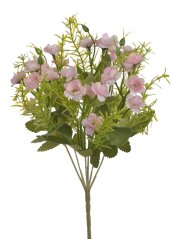 Kytice 6 výhonů umělých mini růžiček s doplňky a listy - zápich, růžička 3 cm, dl.33 cm