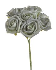 Pěnové růže na drátku, hlavička Ø 6cm, drátek dl. 23cm - 6 ks