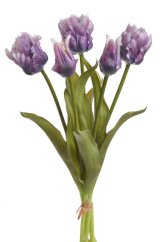 Svazek umělých papouščích tulipánů hlavička 5,5cm, celkem dl. 46 cm - 5ks
