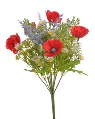 Dekorace kytice s umělými vlčími máky dl. 36cm