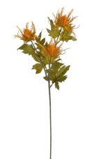 Větvička umělého bodláku s 3 květy - dl. 50cm