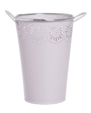 Plechová nádoba na aranžování/květiny s úchyty Ø 10 - 14,5 cm, H 22 cm