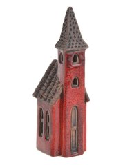 Dekorace keramický kostel s LED osvětlením 5,7cmLx5,8cmWx17,8cmH