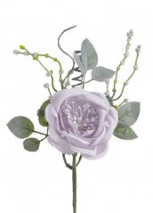Květ umělé růže s doplňky a lístky, květ Ø 8cm, zápich dl. 25cm_10