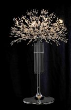 Dobíjecí LED lampa na dál. ovládání, změna barvy teplá/studená, kov/sklo Ø 50cm celkem 80cmH