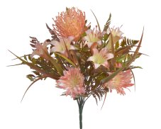 Umělá květinová kytice 36 cm – růžová mix květů