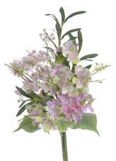 Kytice umělých hortenzií s gypsphilou a doplňky, dl. 59cm