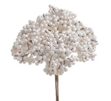 Umělé dekorační bobule bílé perleťové 25 cm