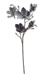 Vánoční dekorace umělá posněžená magnolie4 květy s listy dl. 92cm