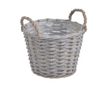 Proutěný koš na aranžování s igelitem uvnitř Ø 18x13,3cmH