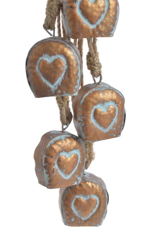 Dekorace kovové kravské zvonce 4,5cmL x 2,5cmW x 55cmH - 5ks - závěs