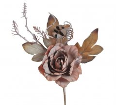 Zápich umělé růže s přízdobami, květ Ø 8cm, zápich celkem 25cm _961
