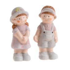 Dekorace keramická figurka chlapec/děvče v kraťasech 11cm
