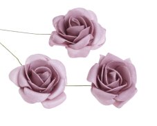 Hlavička pěnové růže na drátku Ø 6cm/dl.8cm - 8ks
