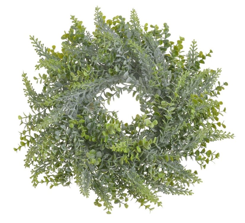 Umělý věnec Ø 31 cm z větviček eukalyptu a vřesu