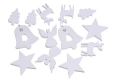 Vánoční dřevěné dekorace andílek, zvonek, stromek, hvězda, sob 2,5-4,5cm - 20 ks