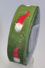 Vánoční stuha se vzorem a drátkem 25mm/20m