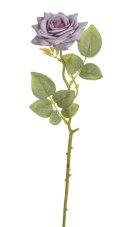 Umělá rozkvetlá růže na stonku s listy, květ Ø 8cm/ dl.41cm