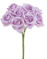 Svazek hlaviček pěnových růží na drátku Ø6cm/dl.25cm - 8ks