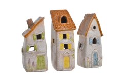 Keramický domek svícen  mix druhů 7cmLx6,7cmWx16-18cmH