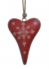Dekorace - plechové barvené srdce s ornamenty  - závěs  25x19cm..19cmLx3,5cmWx27cmH