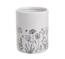 Dekorační keramická nádoba s kytičkami 9,5cm∅x12cmH