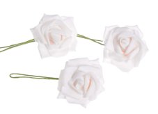 Hlavička pěnové růže na drátku 7cm/dl.25cm - 12ks