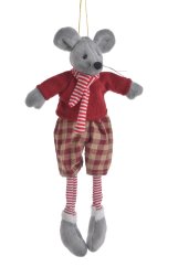 Dekorace plyšová myš 2 druhy - 32cmH - závěs