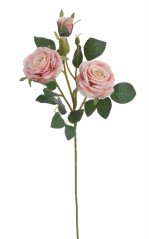 Umělá rozkvetlá růže 2 květy + 2 poupata,  květ Ø 6,5cm, dl.49cm