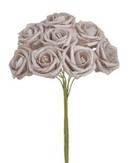 Svazek hlaviček pěnových růží na drátku Ø6cm/dl.25cm - 8ks