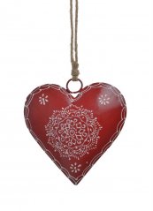 Dekorace - plechové barvené srdce s ornamenty 16x15cm..15cmLx4cmWx15,5cmH