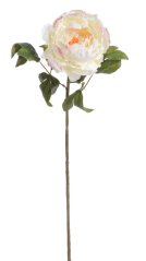 Velká umělá pivoňka na stonku s listy květ Ø16cm/dl.72 cm