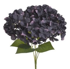 Kytice umělých hortenzií s 5 květy a listy, květ Ø 14cm, dl.celkem 42cm