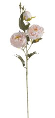 Umělá pivoňka na stonku s listem - 2 květy a poupě, květ Ø 10cm, celková dl. 87cm