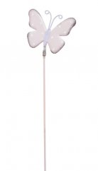 Kovový motýlek zápich, 25 cm, 4 ks - růžový
