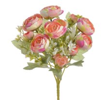 Kytice umělých ranunculusů, 5 květů Ø 4cm a 5 poupat dl.celkem 30cm