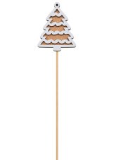 Dřevěný zápich stromeček přírodní 37 cm, 4 ks