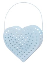 Plechový košík ve tvaru srdce 22 cm, barva BL
