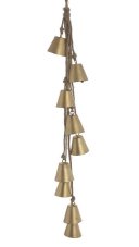 Dekorace girlanda z kovových zvonků 9 kusů na provázku   (4,5cmØx5.5cmH) 98cmH