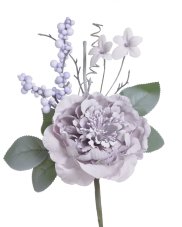Květ umělé pivoňky s doplňky, květ Ø10cm/dl.zápich 23cm_10