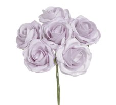 Pěnové růže na drátku, hlavička 8cm, drátek 25cm - 6 ks